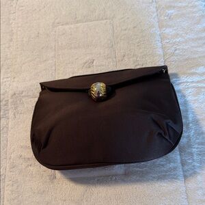 Chic Dark Brown Clutch with Gold Accent
